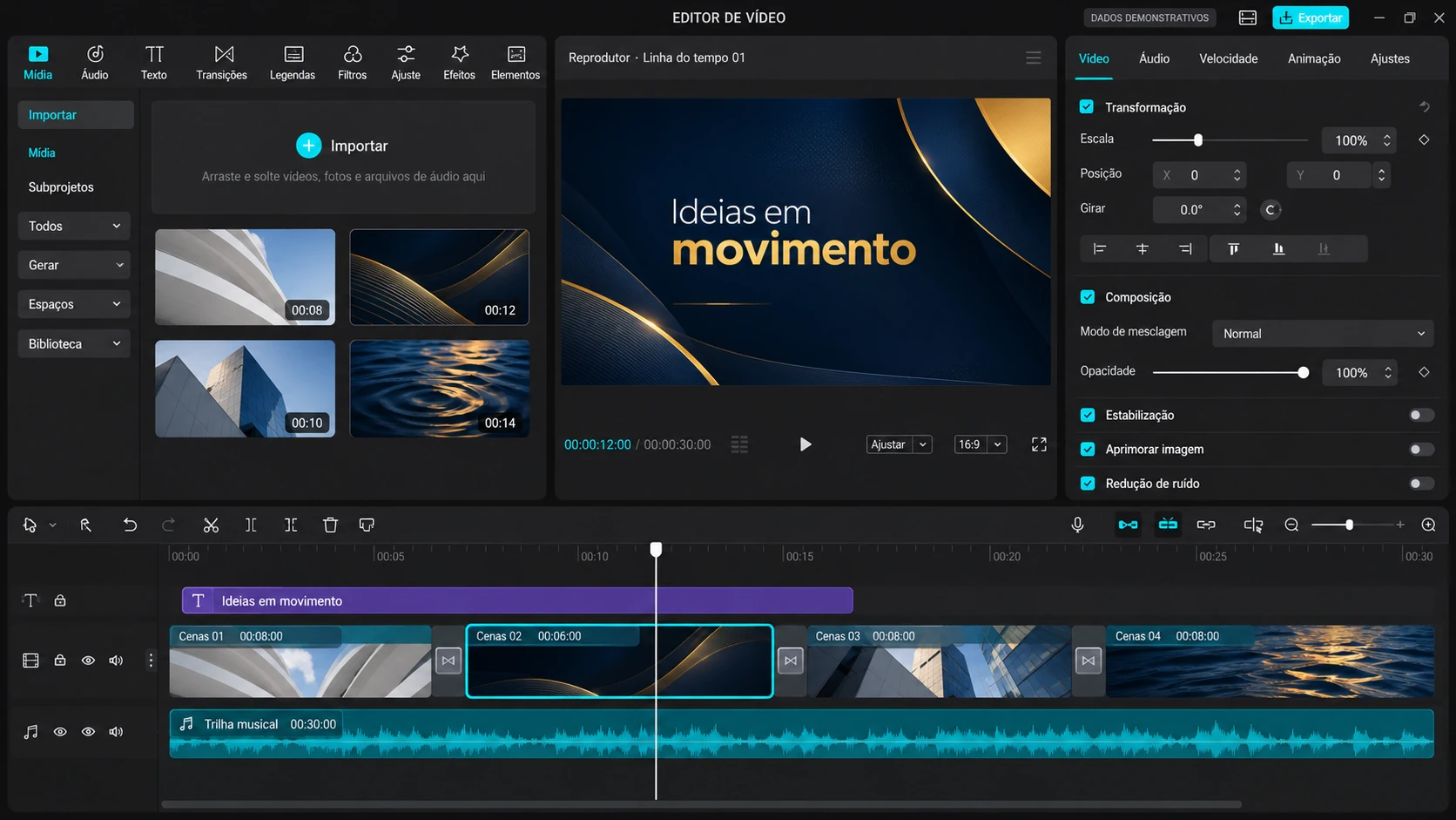Edição de vídeo em andamento — Mídias, Identidade & Vídeos