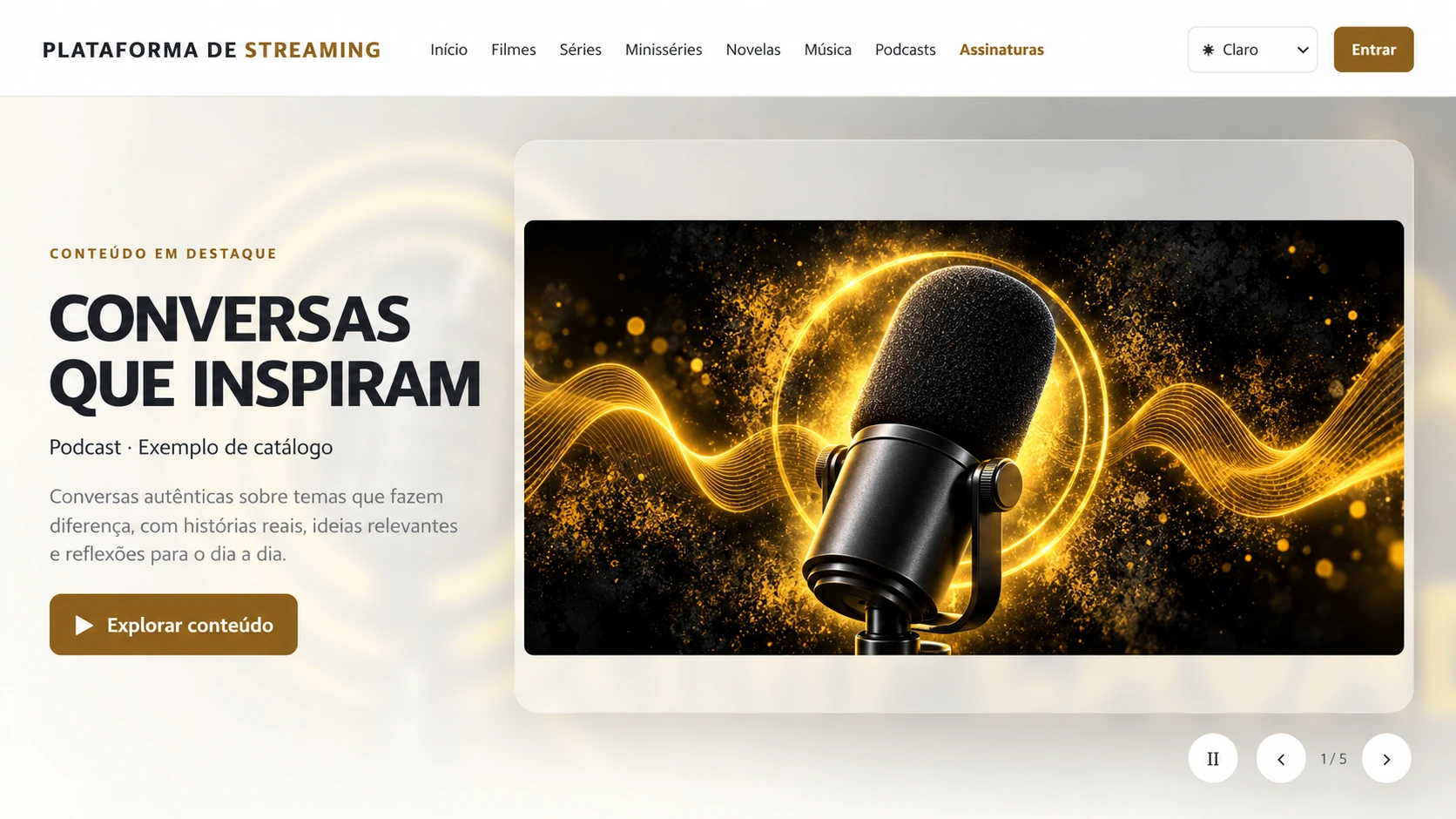 Plataforma de Streaming — visual demonstrativo