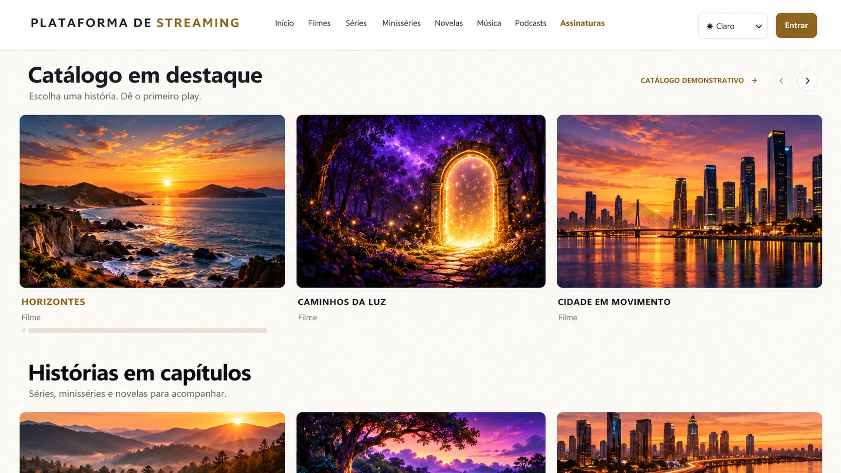 Exploração do catálogo — Plataforma de Streaming